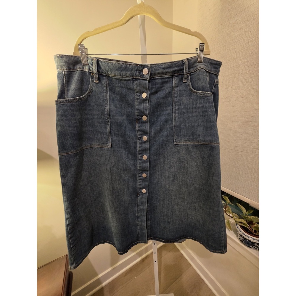Sonoma Hi Rise Denim Skirt 18W Button Fly Midi Relaxed - Picture 8 of 16